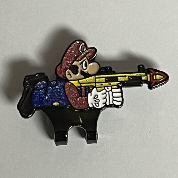Super Mario Gun Sniper AK Blip Hat Pin Pins Streetwear Fitted New Era Glitter - Picture 1 of 8
